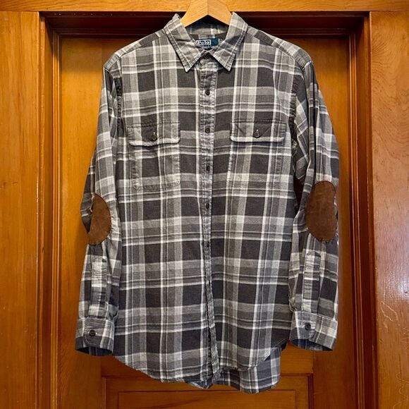 Polo by Ralph Lauren Grey Plaid Button Down Shirt Men’s US Large Long Sleeve - Picture 1 of 8